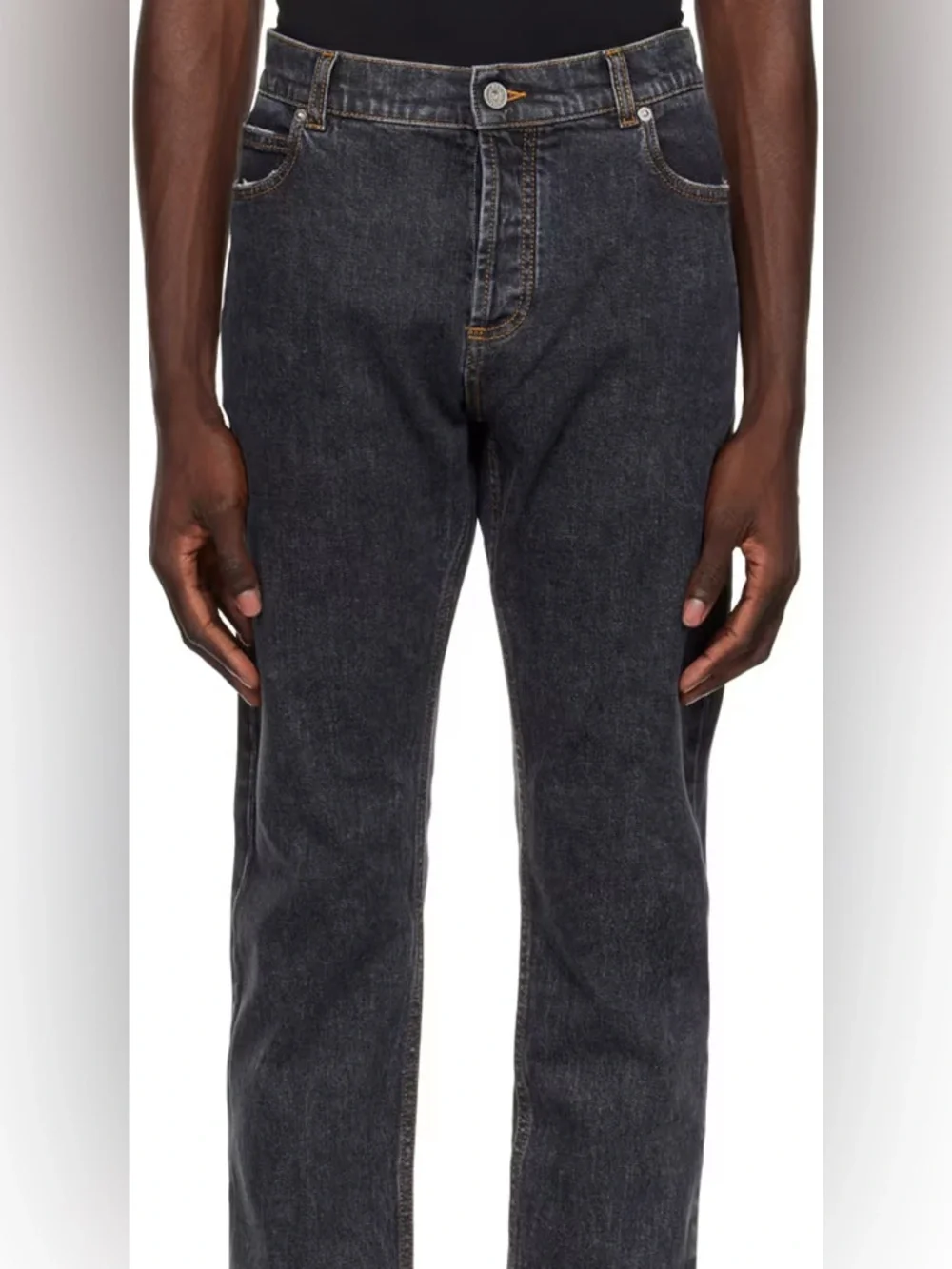 Balmain men’s distressed slim leg jeans
